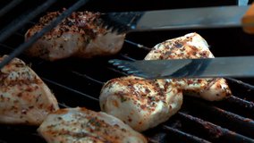 High quality video of grilling poultry in real 1080p slow motion 120fps