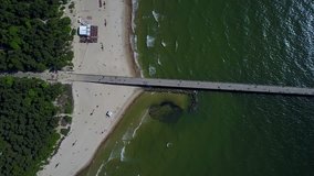 Palanga Lietuva Baltic Sea Seaside. Aerial drone top view 4K UHD video Lithuania