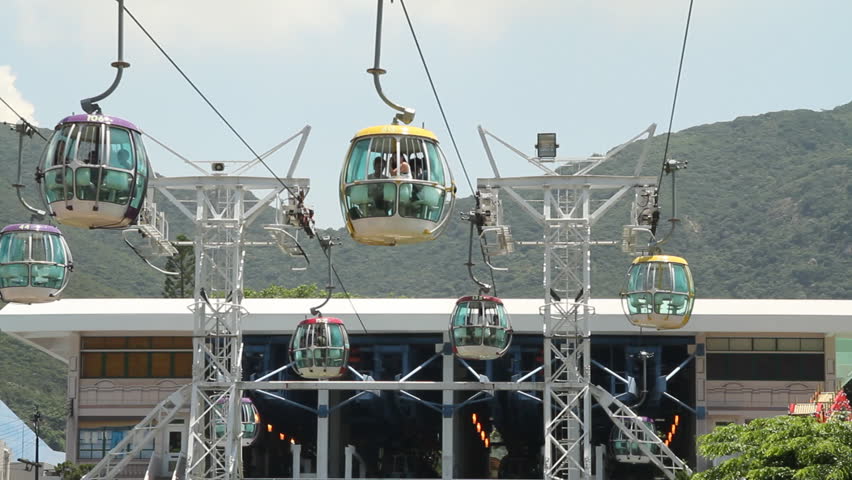 HONG KONG - JULY 19: Time lapse of gondola lift system in Ocean Park. shot on