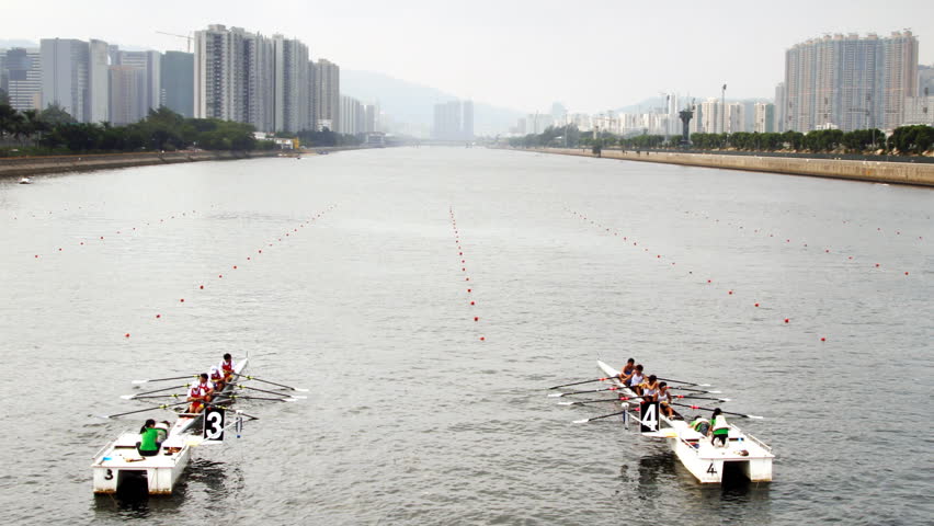 HONG KONG - NOVEMBER 5: Time lapse of Rowing racing on November 5, 2011 in Hong