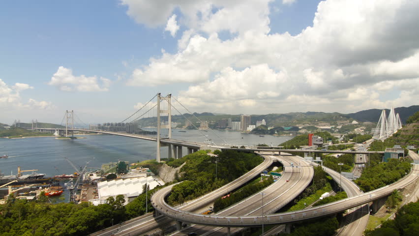 Time lapse of Tsing Ma Bridge at Summer - Tsing Ma Bridge is a bridge in Hong