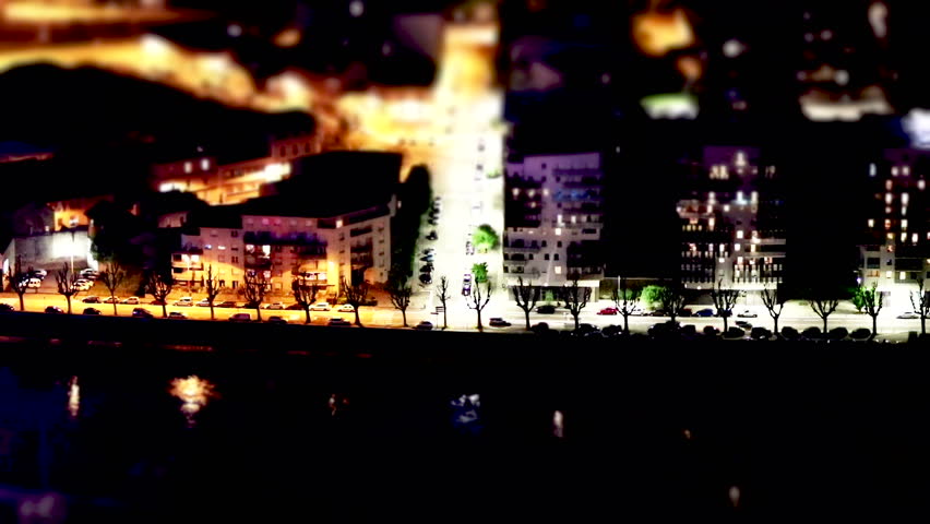 City life night scene in Grenoble, France