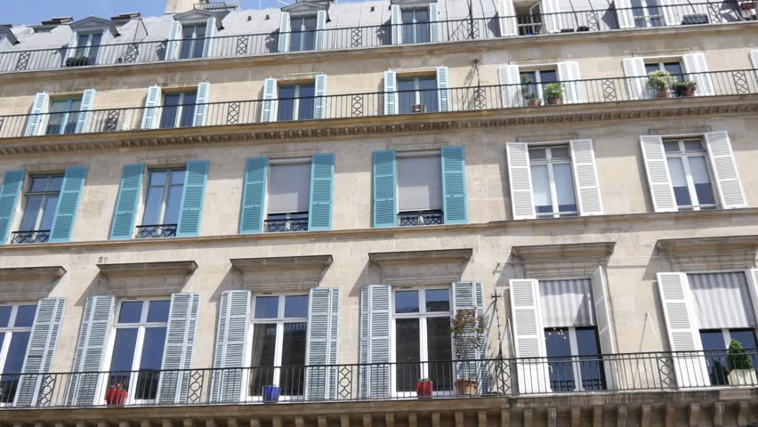 PARIS, FRANCE - MAY 23, 2017: Beautiful Paris Building Architecture With Shutters On Windows In City Center | Shutterstock HD Video #28254826