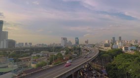 Side Driving Plate: Sunset Over Sirat Expressway , Downtown Bangkok , Thailand
Driving East  Direction , Time 6.35 PM.