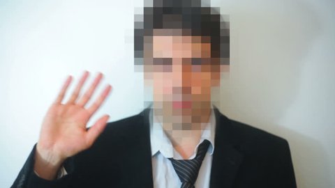 waving anonymously 
pixelated. Stock Video