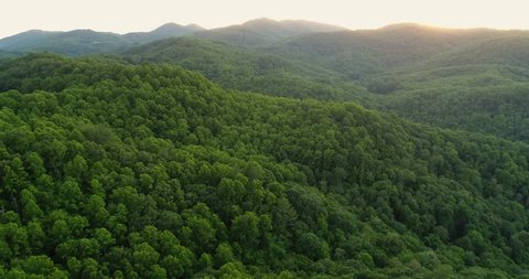 Aerial view of the Blue Ridge Mountains in Nantahala National Forest, North Carolina