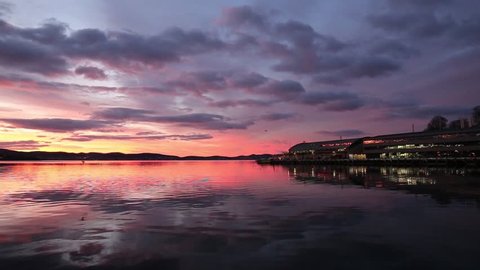 Sunrise in Tasmania in the Hobart Pier