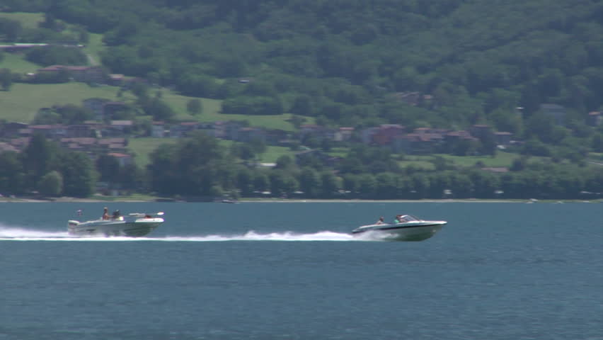 A motorboat in Lake Como