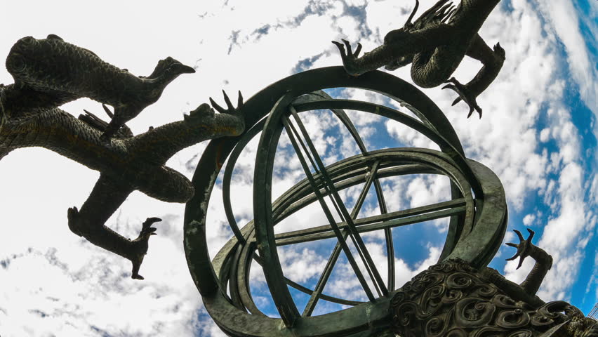 chinese armillary sphere with blue sky