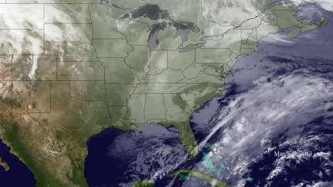 2010s: A weather map shows various storms passing the East Coast of the US.
