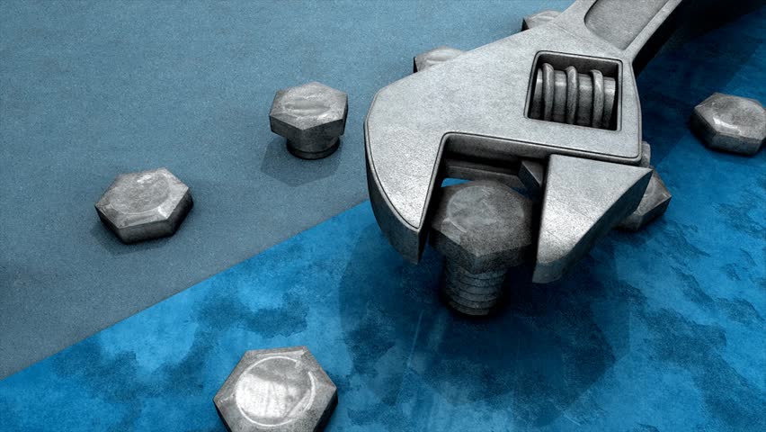 Spanner and nut 3d animation.