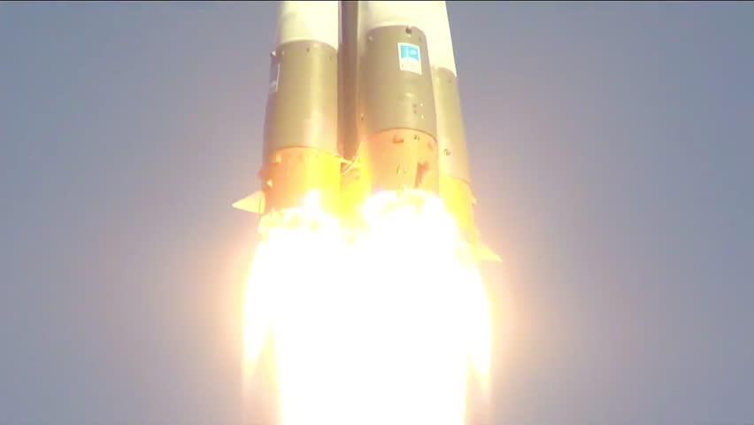 2010s: A Russian Soyuz rocket lifts off from the launchpad.