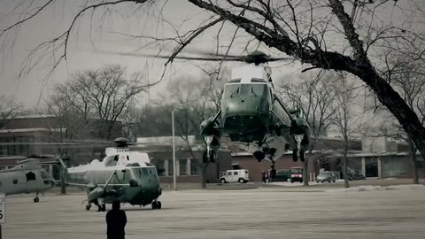 2010s: The President's Marine One helicopter comes in for a landing.