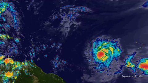 1980s: Hurricane Hugo makes its way across the Caribbean in 1989.