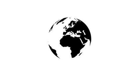 Black and White Spinning World Map. It can be played in looping and applied with many different effects, colors and backgrounds.