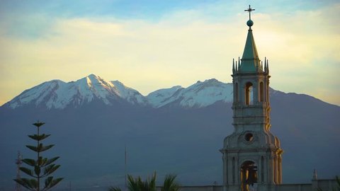 Sunrise in Arequipa with Chachani Mountain in the Background Peru