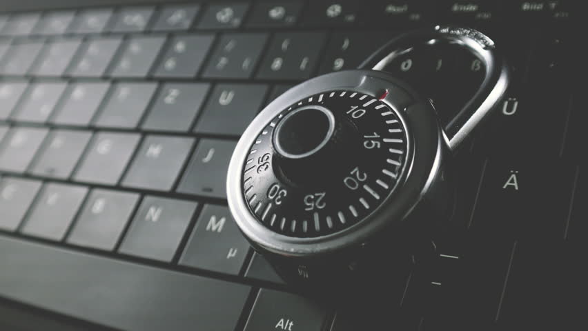 Cyber Security concept video lock on Keyboard, 4k