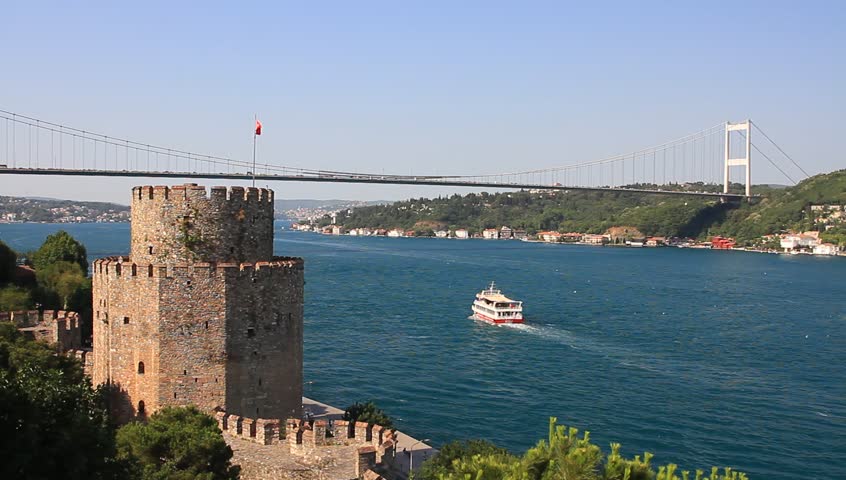 Istanbul from the Rumeli Fortress. Flag tower of Rumelihisari with the Fatih