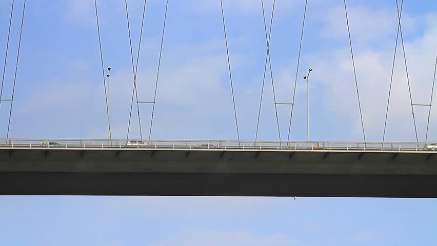 Buses on the cable bridge
