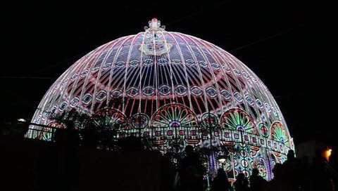 Holiday lights.The dome decorated with festive lights. Jerusalem Stock Video