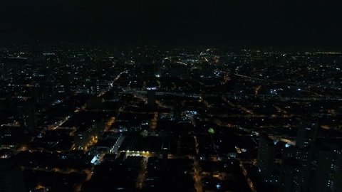 Aerial View of Sao Paulo city at Night, Brazil