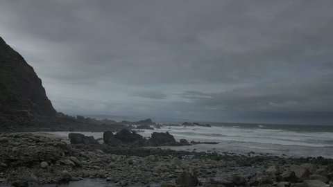 stormy timelapse of the stunning and dramatic coastline at duckpool beach on the cornwall coast, england
