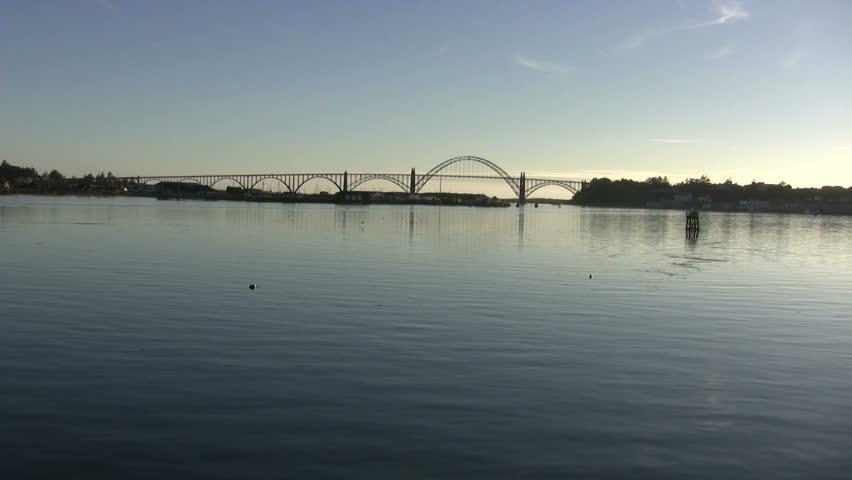 Wide shot of  Newport Bay Bridge 