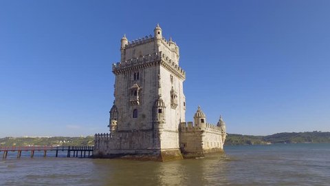 Famous Belem Tower in the city of Lisbon - LISBON / PORTUGAL - JUNE 14, 2017