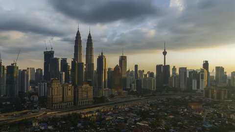 Time lapse: Beautiful and dramatic sunset view of the Kuala Lumpur skyline.4KUHD