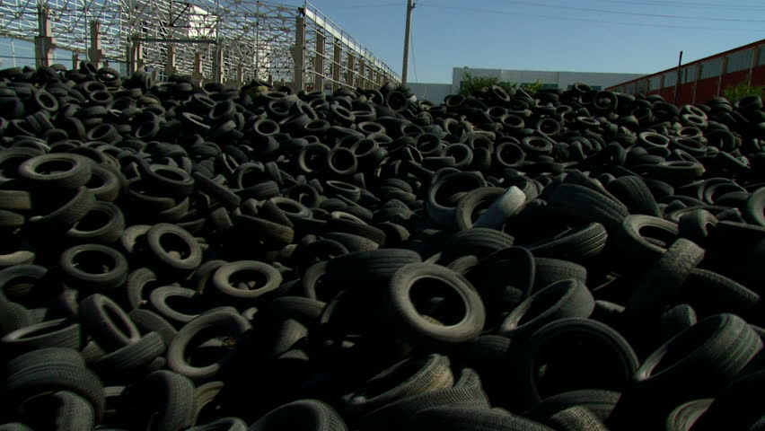 Old Rubber, Tire, Wheel of Cars in Recylcing Factory
