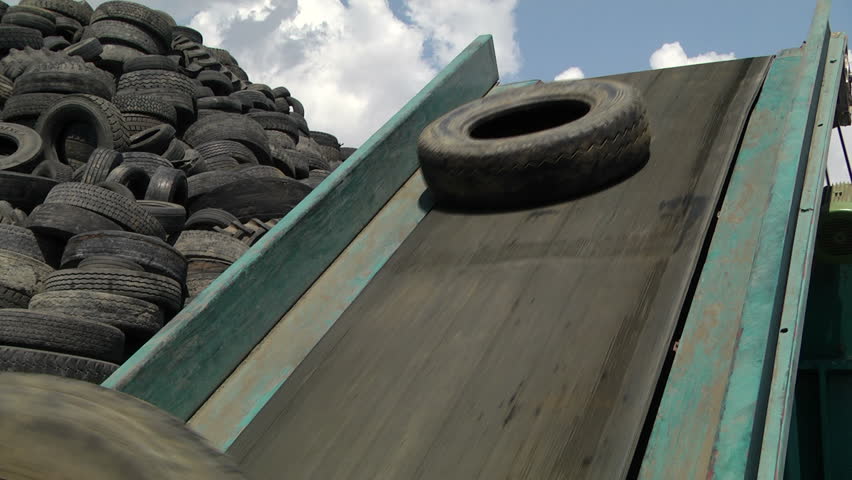 Old Rubber, Tire, Wheel of Cars in Recylcing Factory