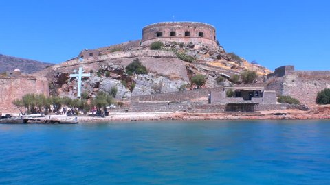 Moving Camera around Spinalonga venetians fortress, Crete
