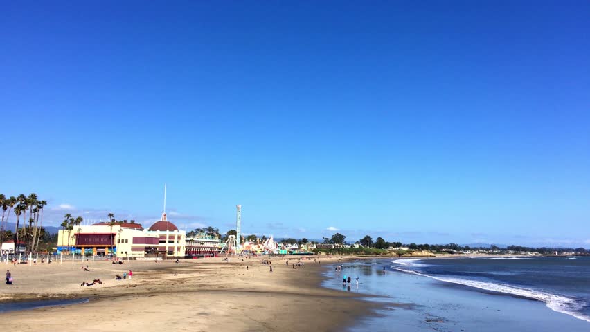 Santa Cruz Beach Boardwalk on the northern Monterey Bay in Santa Cruz County, California, USA, time-lapse