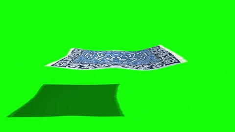 Flying Carpet Lands Front Green Screen 3D Rendering Animation