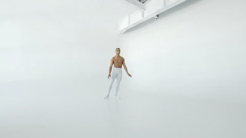 modern ballet dancer posing over white background 20s 4k.