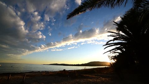 Colorful sunset in Alghero shore. Sardinia, Italy