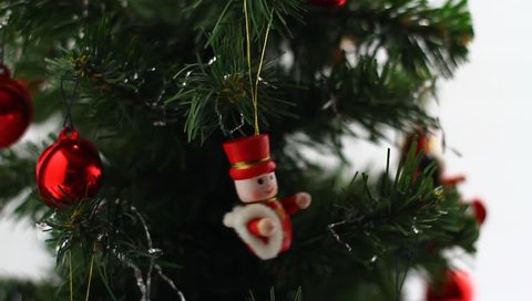 Christmas tree and decorations with figures.