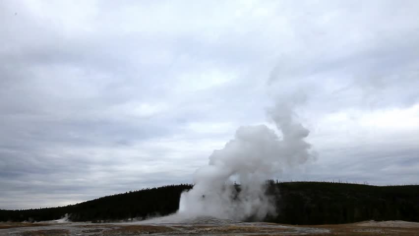 Eruption of Old Faithful geyser. Yellowstone National Park.USA.