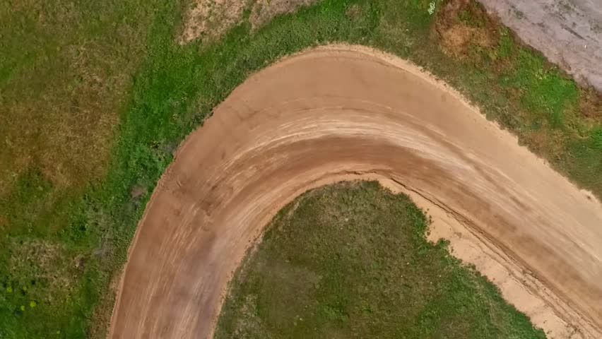 Aerial view of rally car on the track