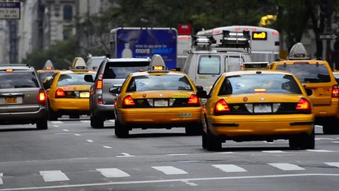 USA, New York, 5th Avenue, rush hour traffic, Taxis