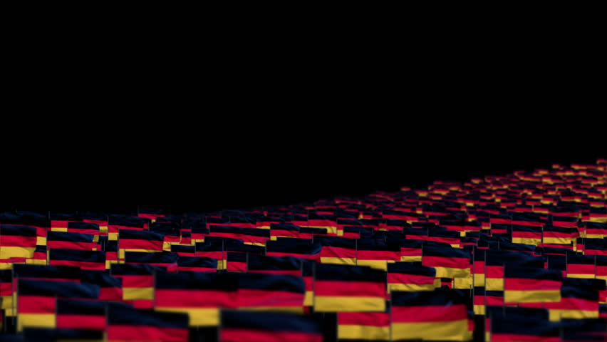 Germany Flags and Camera Fly Over, DOF