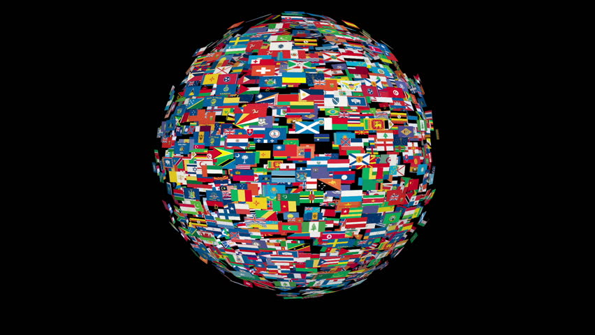 Flags of the World Sphere Rotating, Loop, Alpha