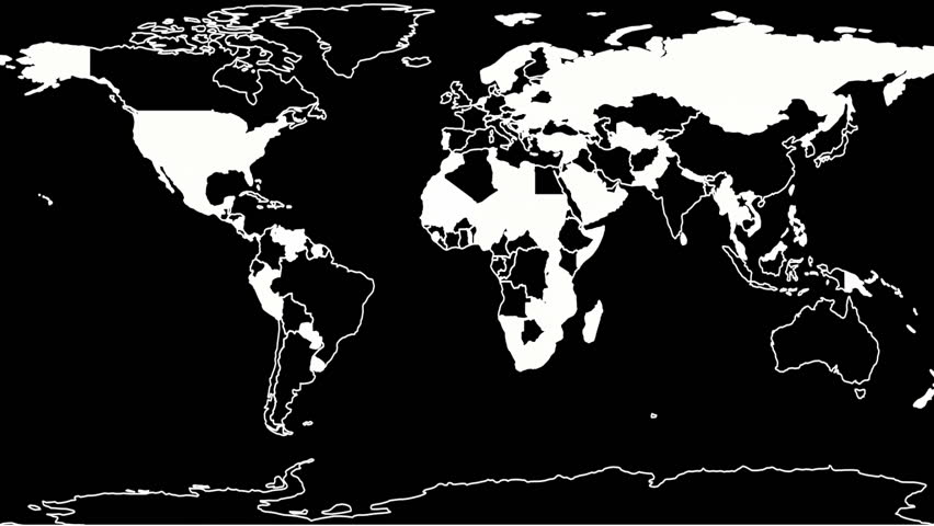 Drawing Political Map of the World, black and white