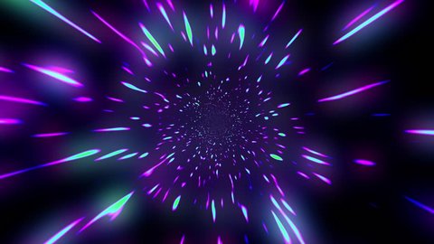 Fast Hyper Warp Neon Stars Tunnel Disco VJ Motion Background Loop
