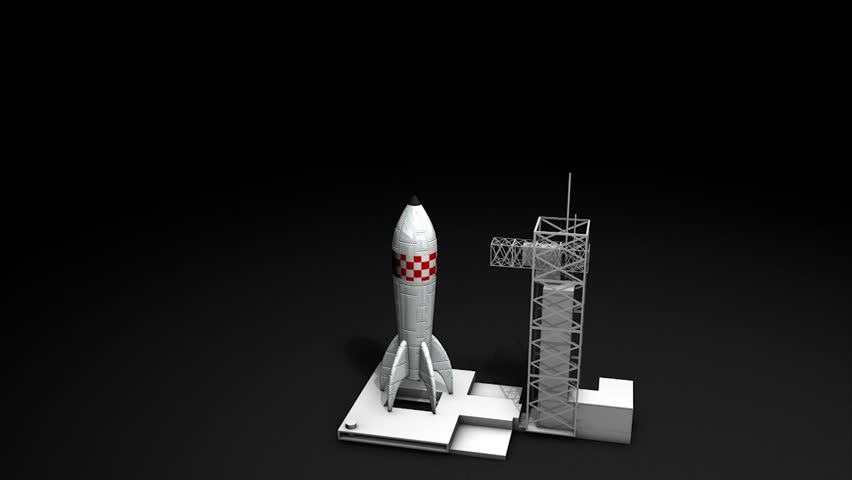 3d animation, Rocket blast off.