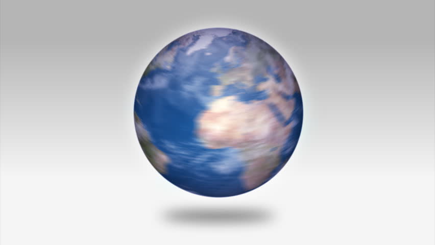 A rotating Earth over a white cyc background. Alpha matte included!