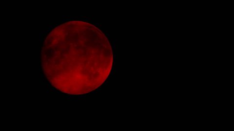 Red Moon On Cloudy Night Closeup