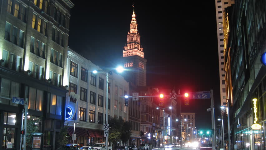 CLEVELAND - CIRCA SEPTEMBER 2012: Euclid Street time-lapse looking towards 6th,