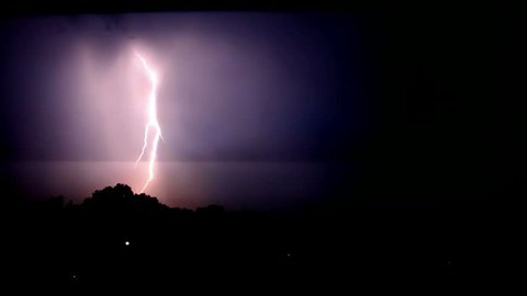 Night Sky with Lightning and Storm,video clip,Lightning Bolt Strike