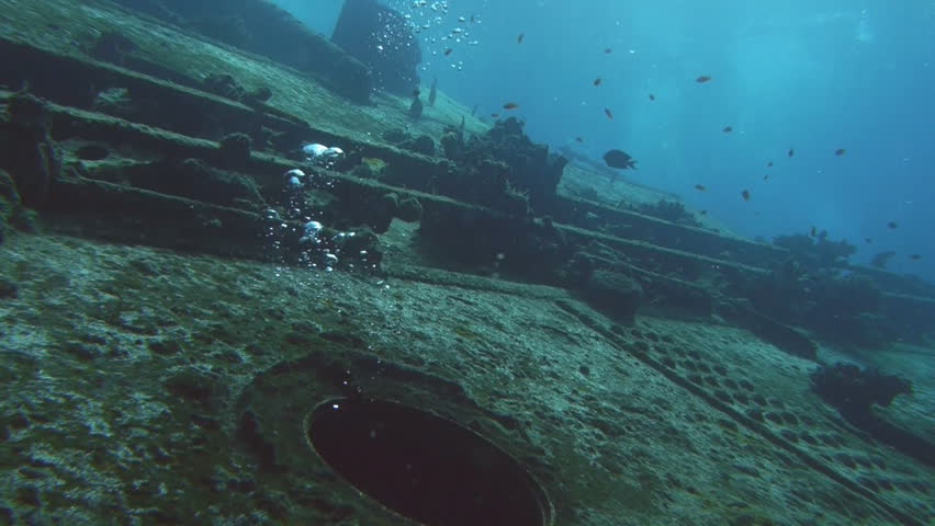 air bubbles coming out of shipwreck